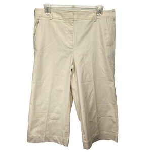 Chico's Pants Women's 16P Creme Wide Leg Stretch Comfort Waist Zip Petite 38x35*